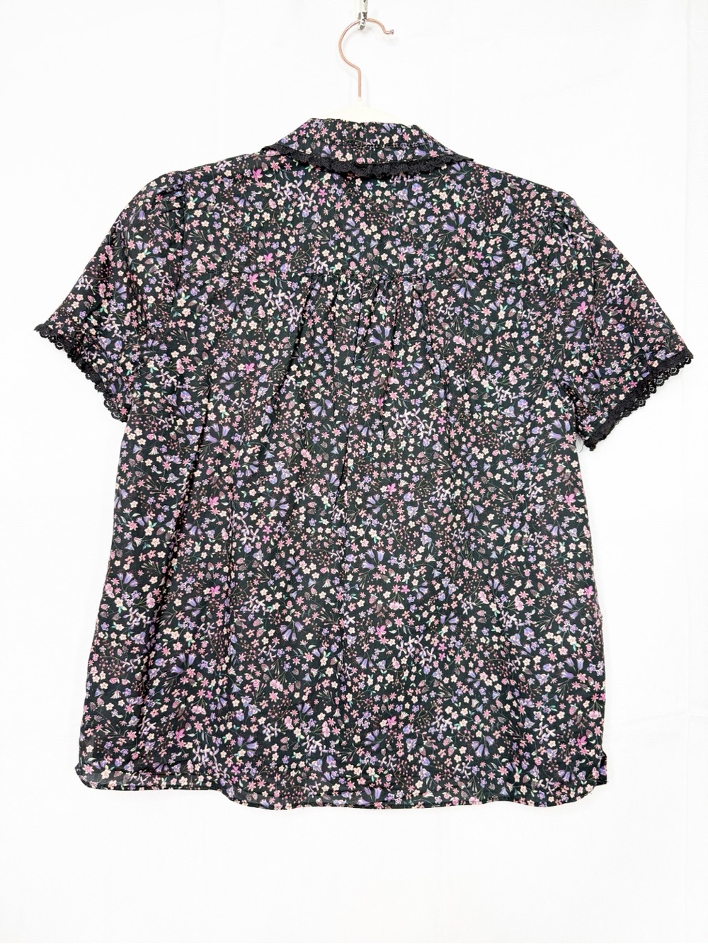 J. Crew X Liberty Lace-Trim Button-Up Shirt Liberty Fabric Strawberry Floral Top - Picture 4 of 12